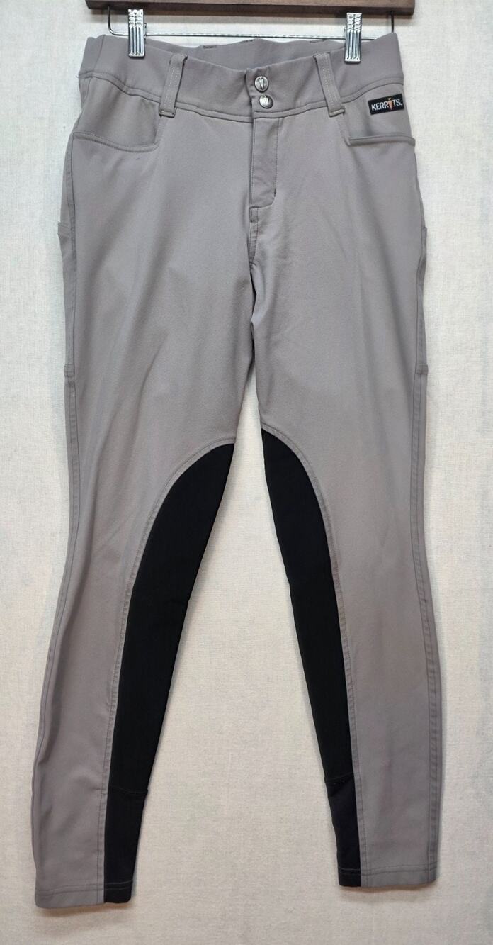 Kerrits Sit Tight Wind Pro Fleece Lined Winter Riding Breeches Gray Sz SP